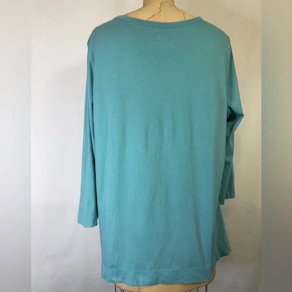 J. Jill Turquoise Button-Down Pima Cotton Shirt Soft Aesthetic Minimalist Prarie - Picture 3 of 4
